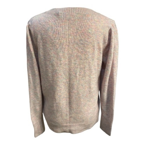 LOFT Women's Pink Speckled Pastel Knit Crew Neck Sweater - Picture 2 of 3